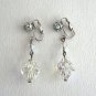 Sparkly Crystal Aurora Borealis Beaded Dangle Clip On Earrings Retro Vintage Jewelry 1950s
