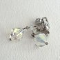Sparkly Crystal Aurora Borealis Beaded Dangle Clip On Earrings Retro Vintage Jewelry 1950s