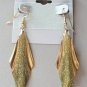 Long Gold Dangle Genuine Diamond Dust Pierced Earrings Vintage Jewelry 1980s