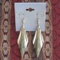 Long Gold Dangle Genuine Diamond Dust Pierced Earrings Vintage Jewelry 1980s