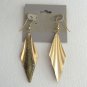 Gold Dangle Long Genuine Diamond Dust Pierced Earrings Vintage Jewelry 1980s