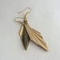 Gold Dangle Long Genuine Diamond Dust Pierced Earrings Vintage Jewelry 1980s