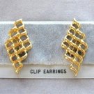 Open Weave Gold Clip On Earrings Vintage Jewelry 1970s