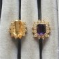 Sparkly Fancy Large Emerald Cut Purple Stone Jeweled Clip On Earrings Vintage Jewelry 1960s