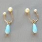 Small Blue Beaded Dangle Earrings Unique Style Retro Vintage Jewelry 1960s
