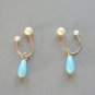 Small Blue Beaded Dangle Earrings Unique Style Retro Vintage Jewelry 1960s