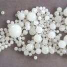 265 Creamy White Round Glass Beads Various Sizes Vintage Jewelry Making Supplies 1950s
