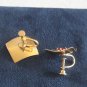 Gold Washed Prong Set Red Garnet Stone Screw Back Earrings Sterling Vintage Jewelry 1950s