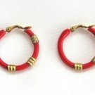 Red & Gold Hoop Clip On Earrings Vintage Jewelry 1960s