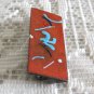 Handcrafted Metal Abstract Rectangle Marigold Enamel Brooch Pin Vintage Jewelry 1960s