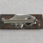 Handcrafted Metal Abstract Rectangle Marigold Enamel Brooch Pin Vintage Jewelry 1960s
