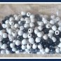 278 White & Blue Barrel Shaped Wooden Beads 10mm Vintage Jewelry Making Supplies
