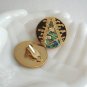 Large Abalone Jewelry Set Brooch Pin Pendant & Clip On Earrings Handcrafted Vintage 1960s