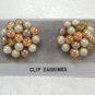 Colored Glass Beaded Clip On Earrings Retro Japan Vintage Jewelry 1950s