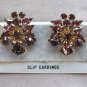 Fancy Glitzy Purple Stone Clip On Earrings Vintage Jewelry 1950s