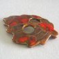 Large Ceramic Brown Leaf Scarf Slide Retro 1970's Handcrafted Vintage Jewelry Clothing Accessories