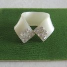 White Rhinestone Scarf Slide Unique Lucite Collar Shaped Vintage Accessories 1960s White Rhinestone Scarf Slide Unique Lucite Collar Shaped Vintage Accessories 1960s