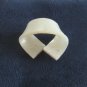 White Rhinestone Scarf Slide Unique Lucite Collar Shaped Vintage Accessories 1960s