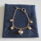 Fancy Gold Puffed Heart Charm Bracelet Vintage Jewelry 1970s