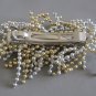 Large Silver & Gold Beaded Barrette Chunky Hair Clip By Cara Mia Vintage 1980s