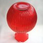 Red Ribbed Glass Ruffled Top Vase Vintage 1960s