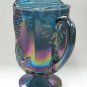 Large Blue Grape Leaf Carnival Glass Water Beverage Pitcher 2 Quart Indiana Glass Vintage 1960s