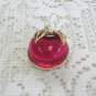 Pink Apple Brooch Pin Called Burgundy By Designer Sarah Coventry Vintage Jewelry 1960s