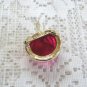 Pink Apple Brooch Pin Called Burgundy By Designer Sarah Coventry Vintage Jewelry 1960s