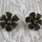 Green Flower Clip On Earrings Retro Hippie Vintage Jewelry 1960s Green Flower Clip On Earrings Retro Hippie Vintage Jewelry 1960s
