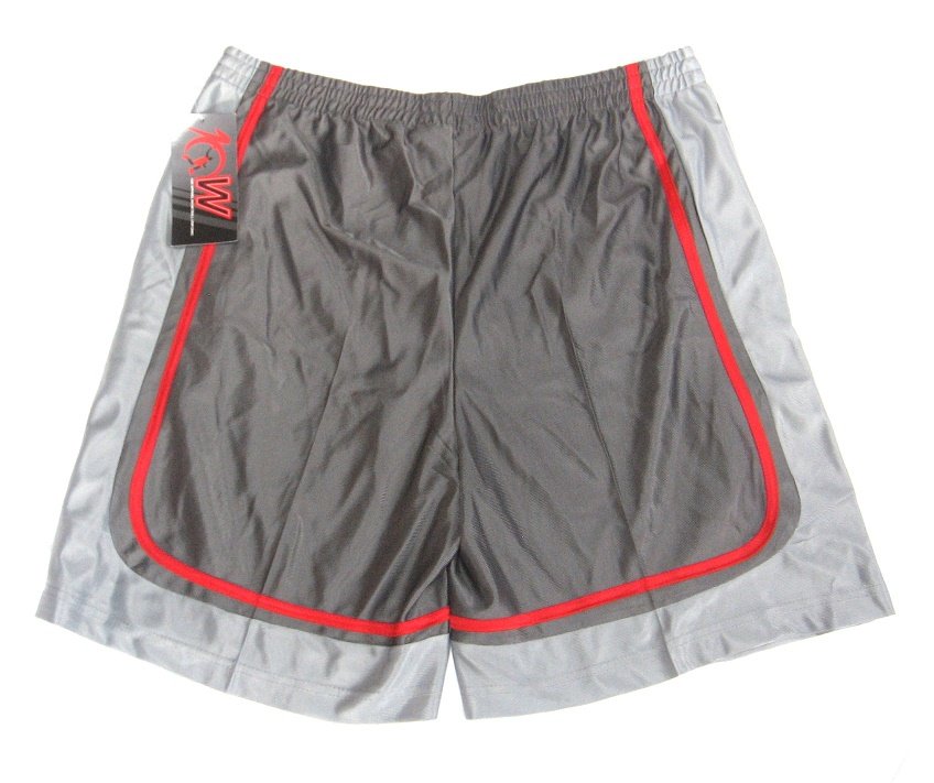 Men's Charcoal Silver Sports Athletic Shorts with Side Stripes By 10W