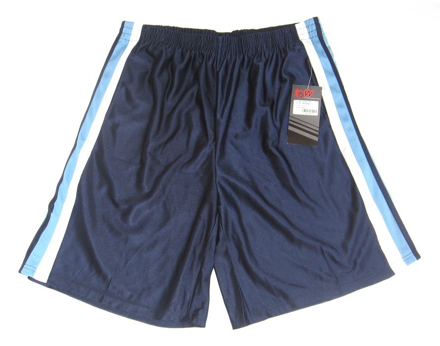 Men's Navy Blue Sports Athletic Shorts with Side Stripes By 10W Apparel