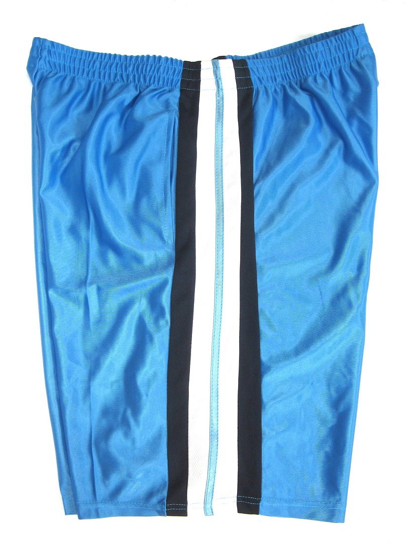 Men's Light Blue Sports Athletic Shorts with Side Stripes By 10W