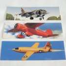 3 Airplane Book Marks Page Markers Vega British Made Harrier Bell XS-1