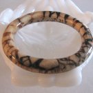 Handcrafted Brown Tan Stone Bangle Bracelet Retro Vintage Jewelry 1960s Handcrafted Brown Tan Stone Bangle Bracelet Retro Vintage Jewelry 1960s