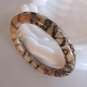 Handcrafted Brown Tan Stone Bangle Bracelet Retro Vintage Jewelry 1960s