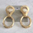 Large Cabochon Pearl Gold Hoop Pierced Earrings Vintage 1980s Jewelry