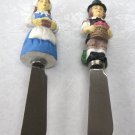 2 Decorative Spreading Knives Knife By Boston Warehouse Pilgrims Couple Man Woman Cheese Spreads