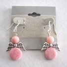 Rhodochrosite Pink Stone Dangle Silver Pierced Earrings Handcrafted Jewelry