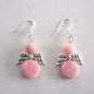 Rhodochrosite Pink Stone Dangle Silver Pierced Earrings Handcrafted Jewelry