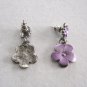 Purple Flower Dangle Pierced Earrings Vintage Jewelry 1990s