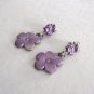 Purple Flower Dangle Pierced Earrings Vintage Jewelry 1990s