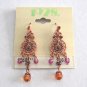 Amethyst Dreams & Amber Dangle Pierced Earrings By Designer 1928 Jewelry Co.