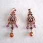 Amethyst Dreams & Amber Dangle Pierced Earrings By Designer 1928 Jewelry Co.