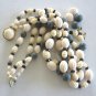 Large Beaded Triple Strand Necklace Green Black Cream Made in Western Germany Vintage Needs Repair