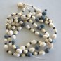 Large Beaded Triple Strand Necklace Green Black Cream Made in Western Germany Vintage Needs Repair