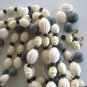 Large Beaded Triple Strand Necklace Green Black Cream Made in Western Germany Vintage Needs Repair
