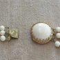 Large Beaded Triple Strand Necklace Green Black Cream Made in Western Germany Vintage Needs Repair