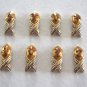 8 Large Ornate Gold & Yellow X Loose Beads Charms Bracelet Jewelry Supplies Vintage 1990s