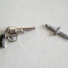 2 Small Collectible Metal Toys Gun and Knife Dagger Vintage Japan