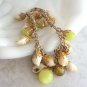 Chunky Moonstone & Shell Charm 8" Bracelet Moonglow From Germany Vintage Jewelry 1960s